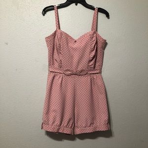 Stop Staring Pink Polka Dot Romper Rockability Size L